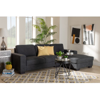 Baxton Studio J099S-Dark Grey-RFC Nevin Modern and Contemporary Dark Grey Fabric Upholstered Sectional Sofa with Right Facing Chaise